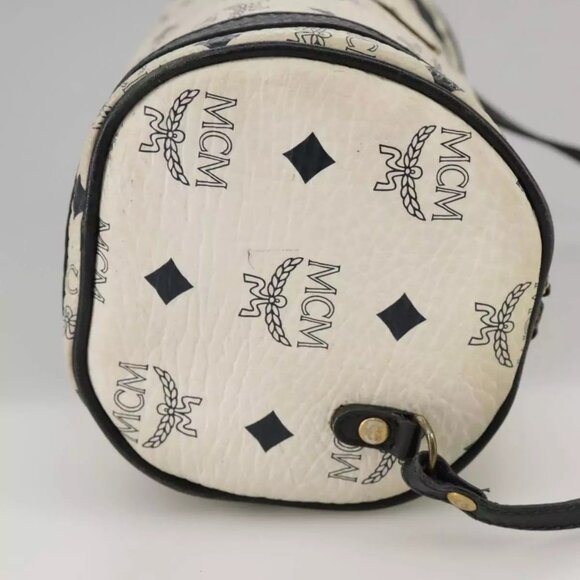 MCM Vicetos Logogram Shoulder Bag PVC Leather White Auth - Picture 10 of 16